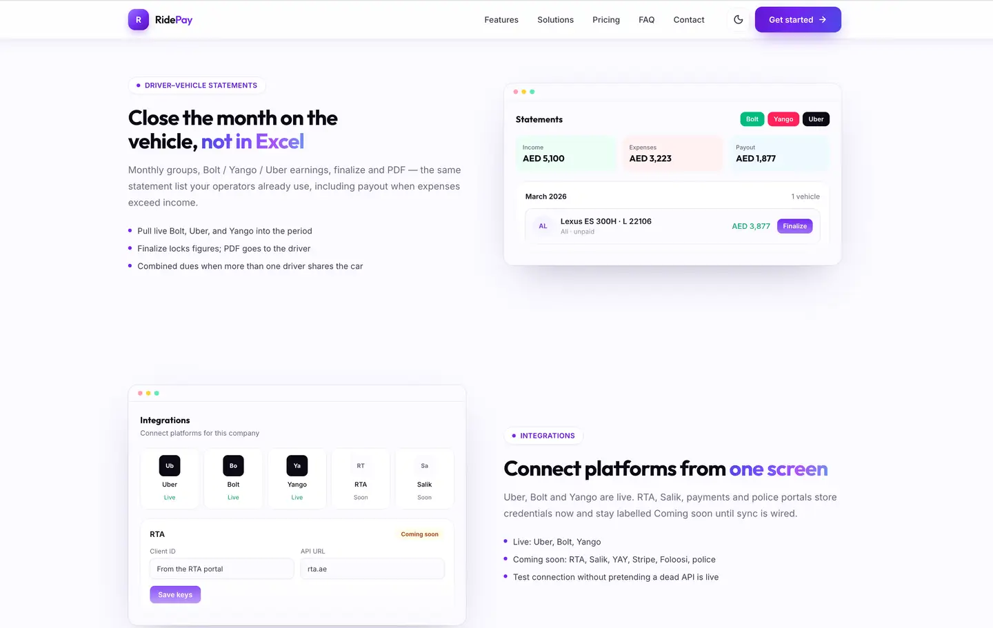 RidePay business website for fleet operations, payments and trip tracking — view 4